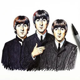 a Color marker drawing of The Beatles