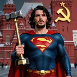 stalin as superman, red son, socialist realism, sovietwave aesthetic, hammer and sickle, red square in the background, award winning, breathtaking, groundbreaking, superb, epic, hyper realistic, ultra detailed picture, intricate digital art, trending artstation, 8 k, uhd, unreal 5, octane render, vfx, volumetric lighting, rich moody colors, fan art, concept art