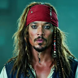 portrait photo an albino will smith pirate with red headband and blonde hair, 70mm sigma lens, cinematic lighting, movie still, HD, teal color graded