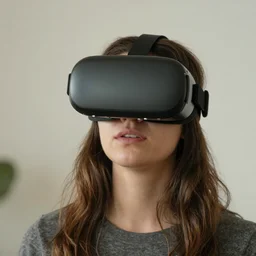 female wearing virtual reality headset by Fiona Staples