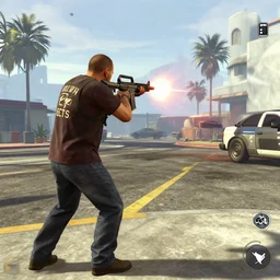 GTA V jeff bezos screenshot in a shootout