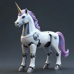 one robot unicorn, cyberpunk, biomechanical