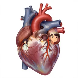 A disection diagram of a heart, by Makoto Shinkai and thomas kinkade, digital painting, Matte painting, trending on artstation and unreal engine