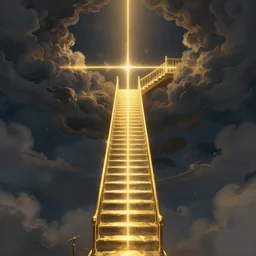 stairs connecting heaven and hell , concept art trending on artstation, glowing effect, golden ratio, rule of thirds, illustration, digital painting, hyperreal, hyperdetailed, 8k