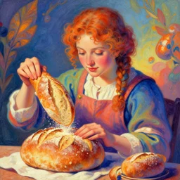 A psychedelic portrait of the invention of bread, vibrant color scheme, highly detailed, in the style of romanticism, cinematic, artstation, Moebius, Greg rutkowski