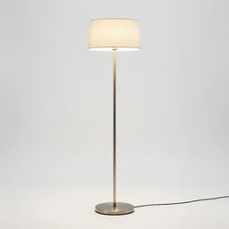 sleek floor lamp, photorealistic, isolated on a pure white background, centered, entire object in frame, sharp focus, soft studio lighting