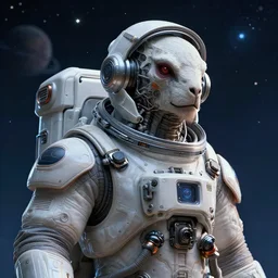 very detailed portrait of a majestic creature, dressed in a spacesuit, sci - fi, futuristic, details, intricate, octane render, redshift, smooth, illustration, fairy lighting, stars and planets in the background, hyperrealistic, by dmitry prozorov, loish, and wlop, trending on artstation, hyperdetailed, hyperrealism