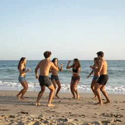 people dancing on the beach