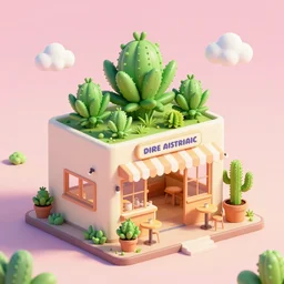 isometric cute cartoon illustration style cafe australian, decorated with cute cannabis pot plants 🪴 utopian australiana simple frontage, poster, beautiful composition pastel palette by will barnet, digital art, hyperrealistic, sharp detailed soft, render cartoon by pixar