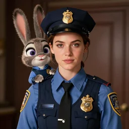 a real human young policewoman, whose photo inspired design of judy hopps, photo by annie leibovitz