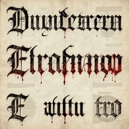 estrange calligraphy, detailed, medieval, scary, jakub rozalski, high detail, dramatic, blood letter, infographic, textbook, specimens, hortorium, scientific study