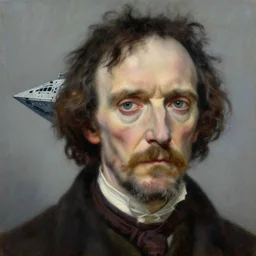 close up portrait, monolith spaceship in the style of edgar alan poe, oil painting, trending on artstation, hd, 4 k, million of likes
