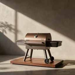 mid - century modern floor display for traeger grills