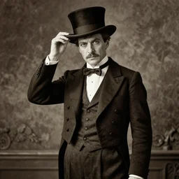 photorealistic sepia portrait of a 1 9 2 0 s era male magician, well dressed in his mid - thirties, long - tailed tuxedo coat, atmospheric lighting, hatless, dark, brooding, painted, intricate, ultra detailed, well composed, best on artstation, cgsociety, epic, stunning, gorgeous, intricate detail, much wow, masterpiece, cinematic aesthetic octane render, 8 k hd resolution, by dave dorman