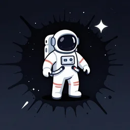 astronaut game character in dark space quest, game art, splash art, 2d game