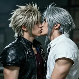 a photo of Vergil kissing Dante, official devil may cry 5 cg style