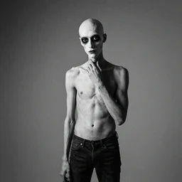 black and white photo of slenderman