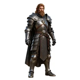bearded battlemage in runed armor, detailed 3d character render, full body, standing, isolated on a pure white background, centered, whole figure in frame, sharp focus, studio lighting
