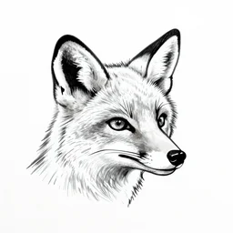 one line drawing of a fox head on white background that could be used as a logo