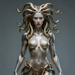 beautiful photorealistic futuristic cyborg medusa gorgon