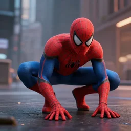 jokowi with spiderman suit crawling, unreal engine, 3 d, cinematic lighting