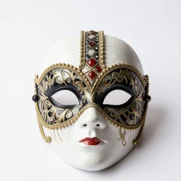 scandinavian venetian mask, professional product shot, isolated on a pure white background, centered, entire object in frame, sharp focus, soft studio lighting