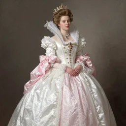 a queen dressed in white and pink clothes, by nikolay makovsky.