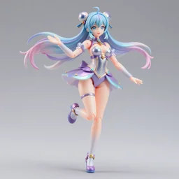 figma isolated vinyl figure voluptuous harajuku cute magical girl character design, figure photography, dynamic pose, holographic undertones, motion shapes color design, glitter accents on figure, anime stylized, sharp focus, accurate fictional proportions, high delicate defined details, ethereal lighting, global awarded