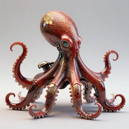complex 3 d render of a beautiful porcelain robot - octopus. red gold and black, fractal veins. dragon cyborg, 1 5 0 mm, beautiful natural soft light, rim light, gold fractal details, fine lace, mandelbot fractal, anatomical, glass, facial muscles, elegant, ultra detailed, metallic armor, octane render, depth of field