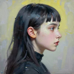 korean cyberpunk rooney mara, intricate side profile oil painting by greg rutkowski, trending on artstation