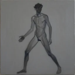minimal thick long paint brush strokes, outline suggesting the physique of one!!! thin athletic man posing dramatically, closeup, matte paint colors, long flowing brush strokes, abstract painting trending on artstation