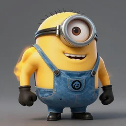 A muscular strong Minion on a studio shot, artistic pose, artstation, behance, movie shot, photorealistic, ultra detailed, cinematic