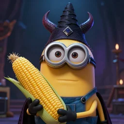 ( ( corn on the cob ) minion ) portrait, evil necromancer, cinematic lighting, pixar animated film, eastman 5 3 8 4 film