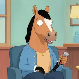 photo of real life bojack horseman being interviewed on late night talk show
