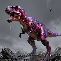 pearlescent red purple lilith! the mother of all monsters!!, covered in iridescent glitter!!, raining ash, fine art masterpiece, highly detailed dino valls wayne barlowe machiej kuciara, dramatic lighting, long shot, side angle, uhd 8 k, sharp focus