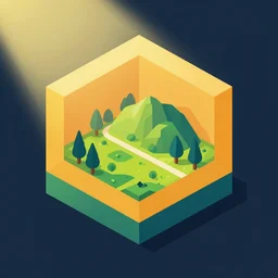 the joy of hex, simple textured vector based illustration, vivid colors, isometric, wlop