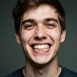 man covered in human teeth