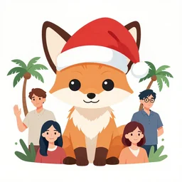 fennec fox wearing a santa hat, clean cel shaded vector art. shutterstock. behance hd by lois van baarle, artgerm, helen huang, by makoto shinkai and ilya kuvshinov, rossdraws, illustration, palm trees, studio ghibli