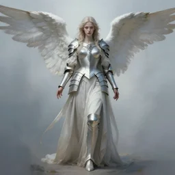ilya kuvshinov. an infinitely detailed portrait of a frail and pale female peace angel fully clothed. elegant clothes full - body, beautiful! scenery art!! coherent! by wlop & murata range, by ilya kuvshinov. victorian armor. artstation!! / pixiv!! elegantly armored angel portrait full - body, dreamy art