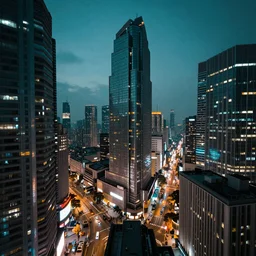 cyberpunk city seen from eye level