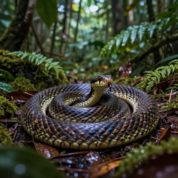 a snake in the jungle seen through the psychedelics effects from ayahuasca