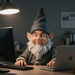 a young gnome office worker, dramatic lighting detailed photo portrait