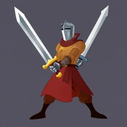 stylized knight with a huge sword by walt disney