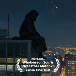 dark cloaked figure, perched on a skyscraper, close full figure, night, starry sky in the background, impressionist drawing, procreate, artstation