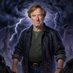 robin williams in a raging thunder storm, cosmic horror painting, elegant intricate digital painting artstation concept art by mark brooks and brad kunkle detailed