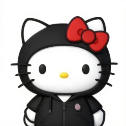 Hello Kitty wearing black hoodie by Stanley Artgerm Lau, WLOP, Rossdraws, James Jean, Andrei Riabovitchev, Marc Simonetti, Yoshitaka Amano, ArtStation, CGSociety,