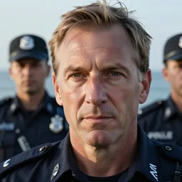 closeup portrait of of police arresting the sea. photograph, world press photo, natural light, sharp, detailed face, magazine, press, photo. steve mccurry, david lazar, canon, nikon, focus