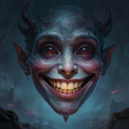 smiling face, floating, surreal, ominous, phantasmagoric, sharp focus, d & d, epic retrowave art, masterpiece, trending on art station, fantasy, digital painting, highly detailed, 8 k realistic, dof, art by artgerm, greg rutkowski, sasoura, satchely, no distorsion