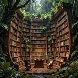 a ( ( decaying magical library ) ) with a rainforest growing inside, rain from above, highly detailed, intricate detail, low magical lighting, dramatic scenery, beautiful 3 d rendering, octane render, trending on artstation, by greg rutkowski and marco de goeij