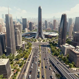 utopia, society, traffic, by beeple, art station, highly detailed
